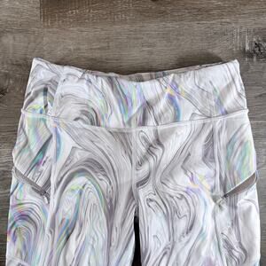 Athleta Women's Capri Rainbow Color Leggings Size Medium Pockets Drawstring